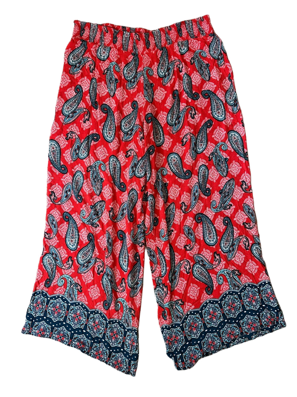 C EST. 1946 Wide-Leg Paisley Print Pants in Red SKU1579